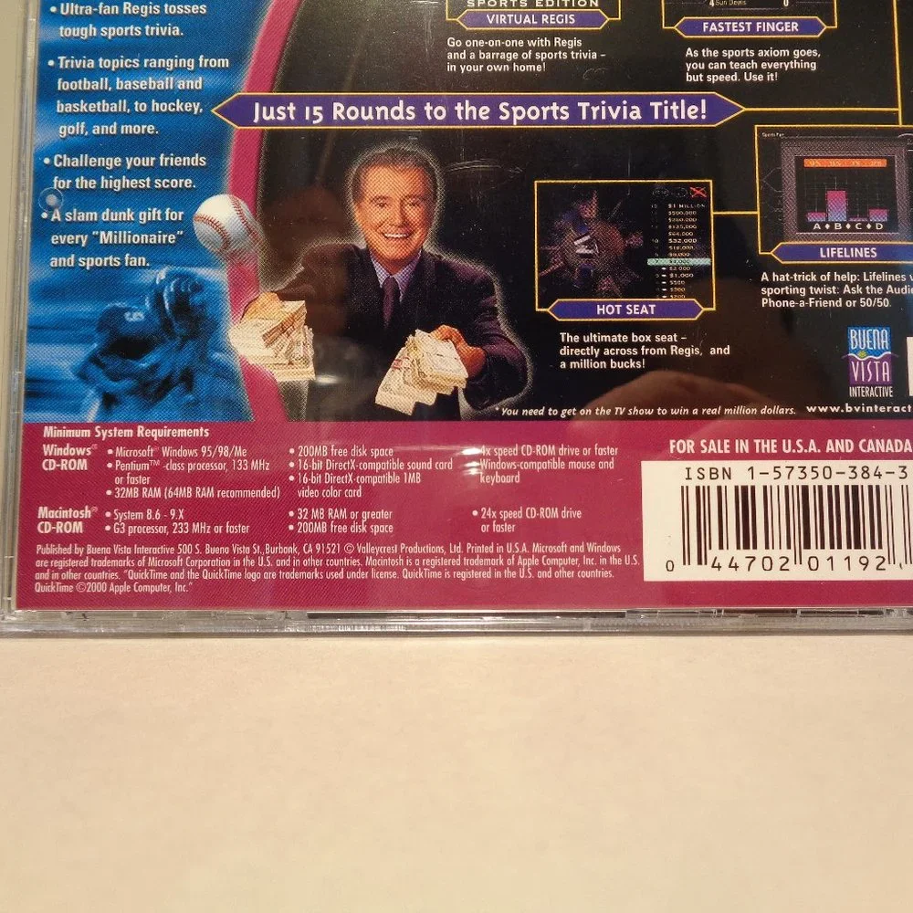 WHO WANTS TO BE A MILLIONAIRE Sports Edition New PC CD-ROM Video Game